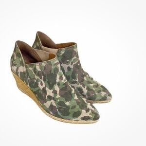 Eric Michael Suede Camo Espadrille Wedge Booties